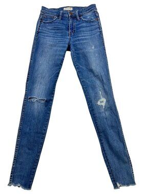 Madewell Womens Ankle Skinny Jeans Blue Medium Wash Denim Stretch Distressed 26T
